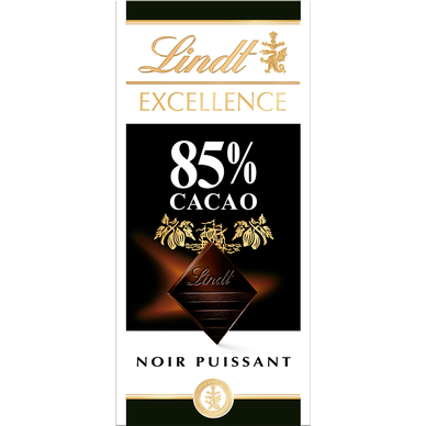 Chocolat noir 85% cacao Excellence LINDT, Tablette de 100g