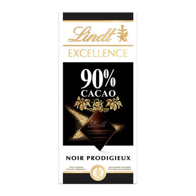Chocolat noir 90% Excellence LINDT, Tablette de 100g
