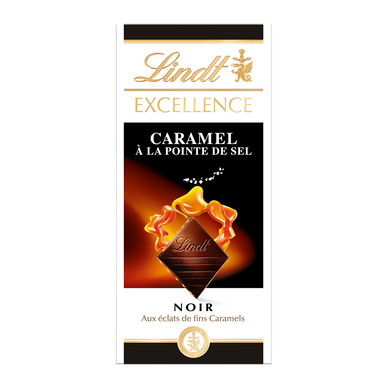 Chocolat noir 70% de caramel à la pointe de sel excellence LINDT, Tablette de 100g