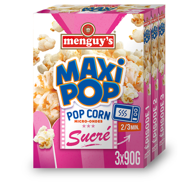Maxi pop-corn sucré microndable MENGUY'S, 3x90g