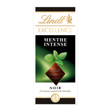 Chocolat noir menthe intense LINDT Excellence, Tablette de 100g