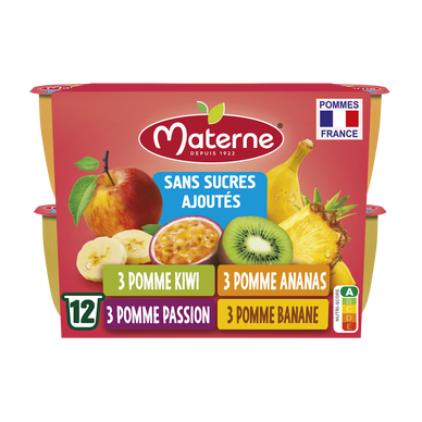 Dessert fruitier Coupelles Sans Sucres Ajoutés Multivariétés Fruits Exotiques MATERNE, 12x100g