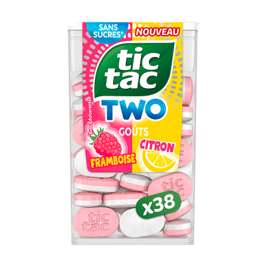 Bonbons TIC TAC TWO saveur framboise citron, x38 pastilles
