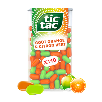 Bonbons TIC TAC x110 pastilles ORANGE & CITRON VERT - 54g