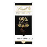 Chocolat noir 99% de cacao LINDT EXCELLENCE, tablette 50g