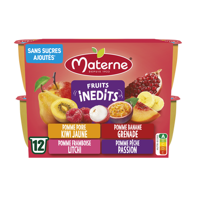 Compotes fruits inédits multivariétés MATERNE 12x100g