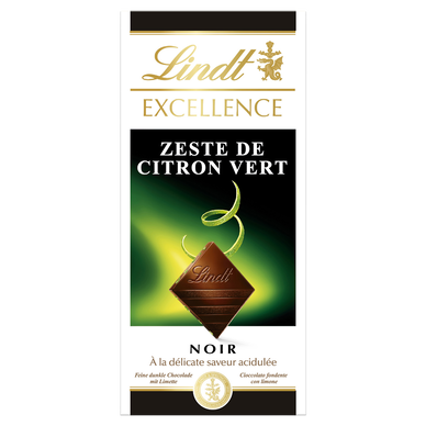 Chocolat noir au zeste de citron vert EXCELLENCE LINDT, Tablette de 100g