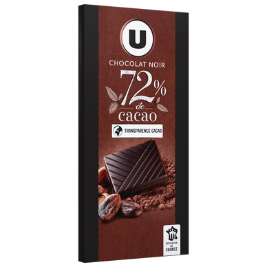 Chocolat noir dégustation 72% de cacao  Tablette de 100g