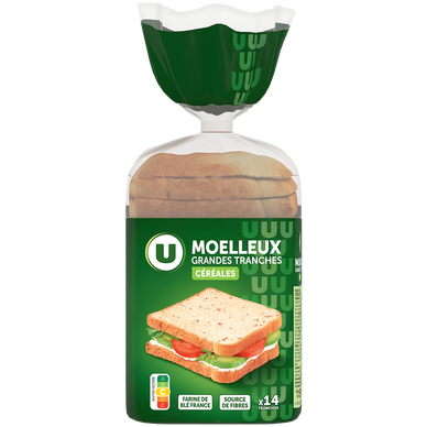 Pain de mie grandes tranches aux céréales  550g