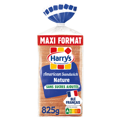Pain de mie American Sandwich nature sans sucres ajoutés HARRYS 825g