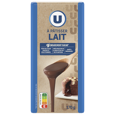 Chocolat au lait à pâtisser  Tablette de 170g