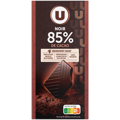 Chocolat noir dégustation 85% de cacao  Tablette de 100g