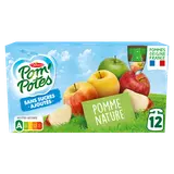 Dessert fruitier Gourdes Sans Sucres Ajoutés Pomme Nature POM'POTES, 12x90g