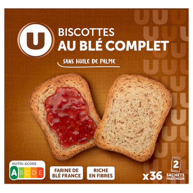 Biscottes au blé complet  x36 tranches de 300g