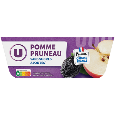 Dessert fruitier coupelle pommes et pruneaux sans sucres ajoutés 4x100g