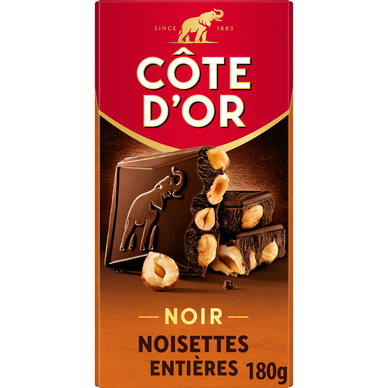 Chocolat noir noisettes entières COTE D'OR, tablette 180g