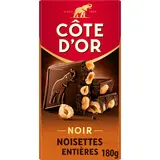 Chocolat noir noisettes entières COTE D'OR, tablette 180g
