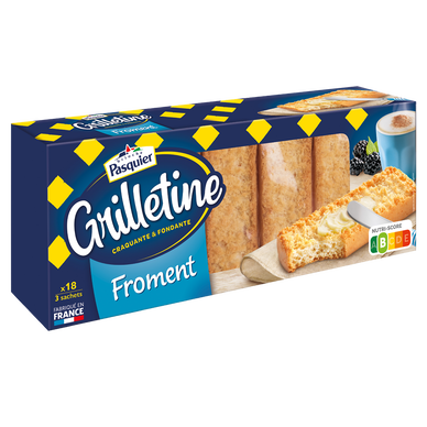 Tartines de pain grillé Grilletine froment brioche PASQUIER paquet 242g