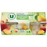 Coupelles fruits du verger à la poires, pêches et pommes  4x113g
