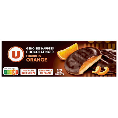 Biscuits Génoises fourrées à l'orange nappées de chocolat 150g
