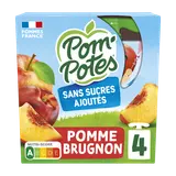 Dessert fruitier Gourdes Sans Sucres Ajoutés Pomme Brugnon POM'POTES,4x90g