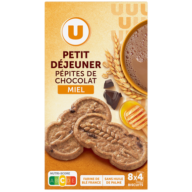 Biscuits Petit déjeuner miel pépites de chocolat paquet de 400g