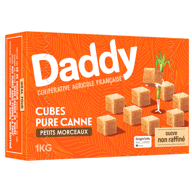Sucre pure canne non raffiné petits morceaux DADDY, 1kg