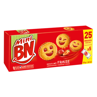 Mini biscuits fourrés goût fraise BN, x5 soit 175g
