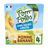 Dessert fruitier Gourdes Sans Sucres Ajoutés Pomme Banane POM'POTES, 4x90g