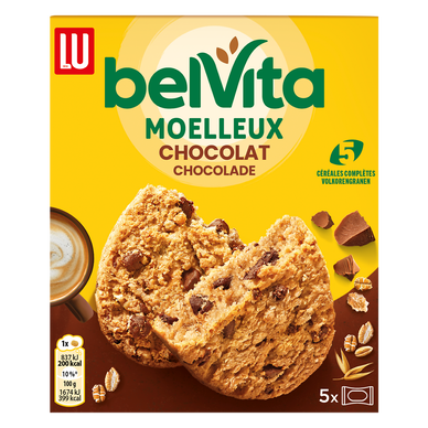 Biscuits petit déjeuner moelleux chocolat noisette Belvita LU - Paquetde 250g
