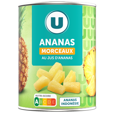 Ananas Morceaux Pur Jus - boite 3/4 - 340g