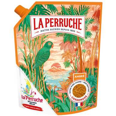 Sucre poudre ambré cassonade LA PERRUCHE, doypack 750g