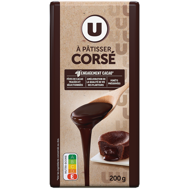 Chocolat noir corsé à pâtisser 64%  Tablette de 200g
