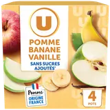 Dessert fruitier Purée pomme banane vanille sans sucre ajoutés - coupelles 4x100g