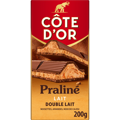 Chocolat au lait praliné COTE D'OR, tablette 200g