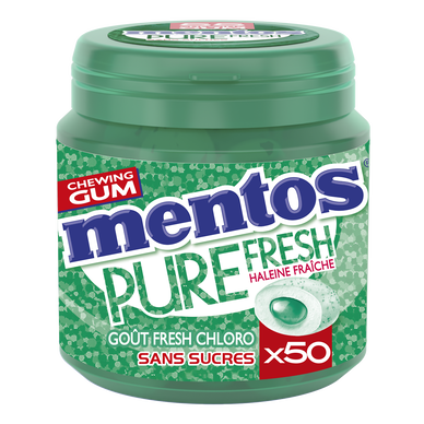 Chewing-gum Pure Fresh Chlorophylle sans sucres MENTOS, 50 dragées - 100 g