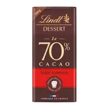 Chocolat noir intense 70% cacao à patisser LINDT DESSERT, Tablette de200g