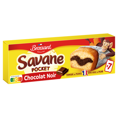 Gâteau marbré SAVANE chocolat noir Pocket BROSSARD, x7, 210g