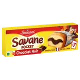 Gâteau marbré SAVANE chocolat noir Pocket BROSSARD, x7, 210g