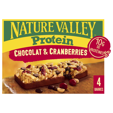 Barres céréales Protéine chocolat & cranberries NATURE VALLEY - 4x40g