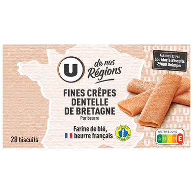 Fines crêpes dentelle de Bretagne au beurre , paquet 120g