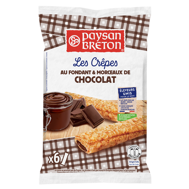 Crêpes fourrées au fondant et morceaux de chocolat PAYSAN BRETON - x6Le paquet de 180g