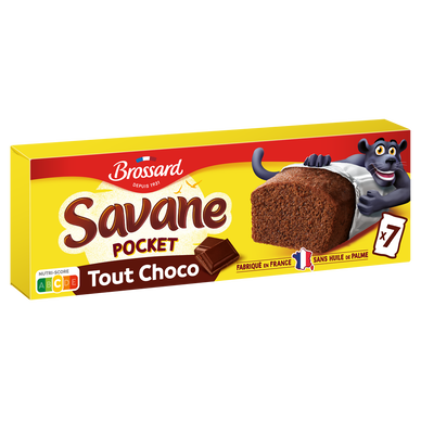 Gâteau marbré SAVANE Tout chocolat noir Pocket BROSSARD, x7, 210g