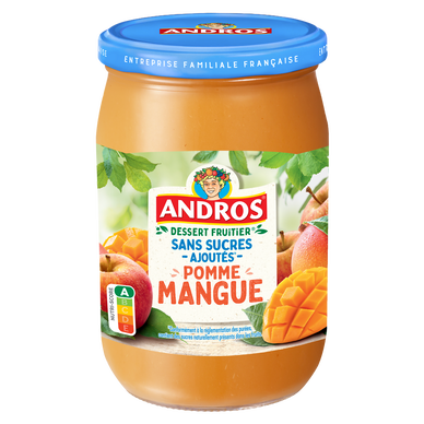 Dessert fruitier sans sucres ajoutés pomme mangue ANDROS bocal 650g
