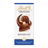 Chocolat au lait et pralinés rocher lait Création l'authentique LINDT,Tablette de 150g