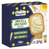 Biscottes sans sel & sans sucre ajoutés PASQUIER, 36 tranches, 300g