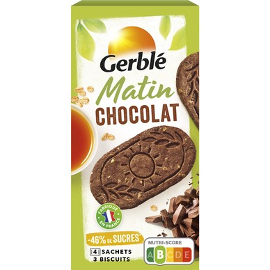 GERBLE - Biscuit Matin Chocolat -  4x3, 200g