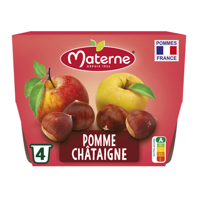 Dessert fruitier Coupelles Pomme Châtaigne MATERNE, 4x100g