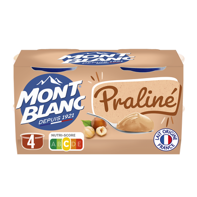 Crème dessert Coupelles Praliné MONT BLANC, 4x125g