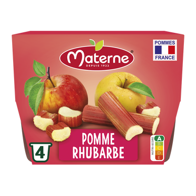 Dessert fruitier Coupelles Pomme Rhubarbe MATERNE, 4x100g